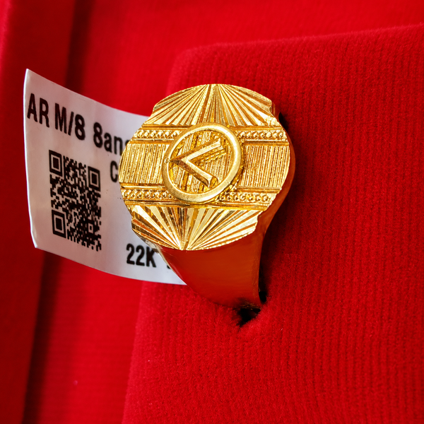 22K Gold Signet Ring with Initial 'K'