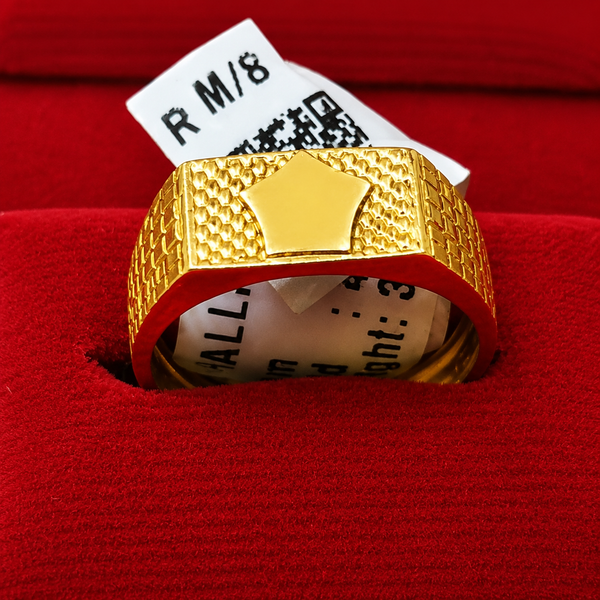 King Crown Engraved Textured Gold Statement Ring